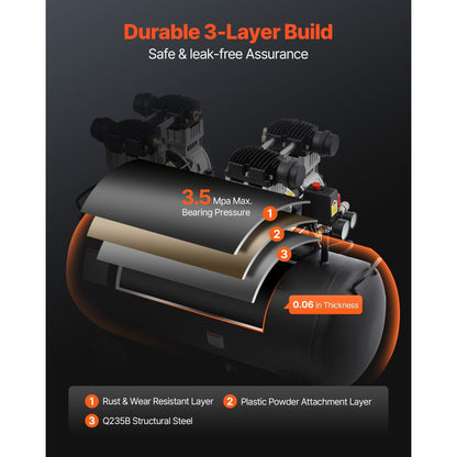 Luchtcompressor – Compressor – Pneumatische Compressor – Airpump – Compressor Machine – Zwarte Variant – Oli-vrije 3 kW Motor – 20 Gallon 90 PSI Reservoir