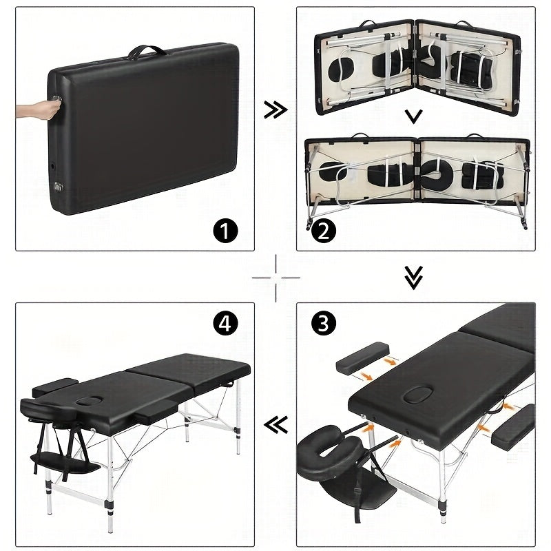 Professional Folding Massage Table Portable Adjustable Massage Bed with Carrying Case & Accessories for SPA, Salon, Home, Travel
