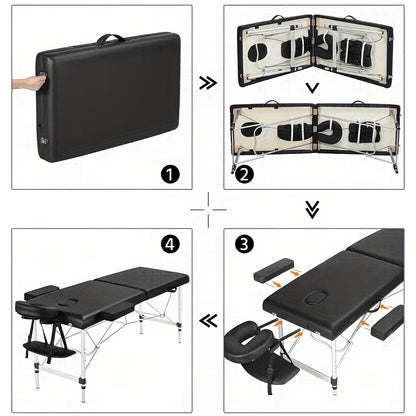 Professional Folding Massage Table Portable Adjustable Massage Bed with Carrying Case & Accessories for SPA, Salon, Home, Travel