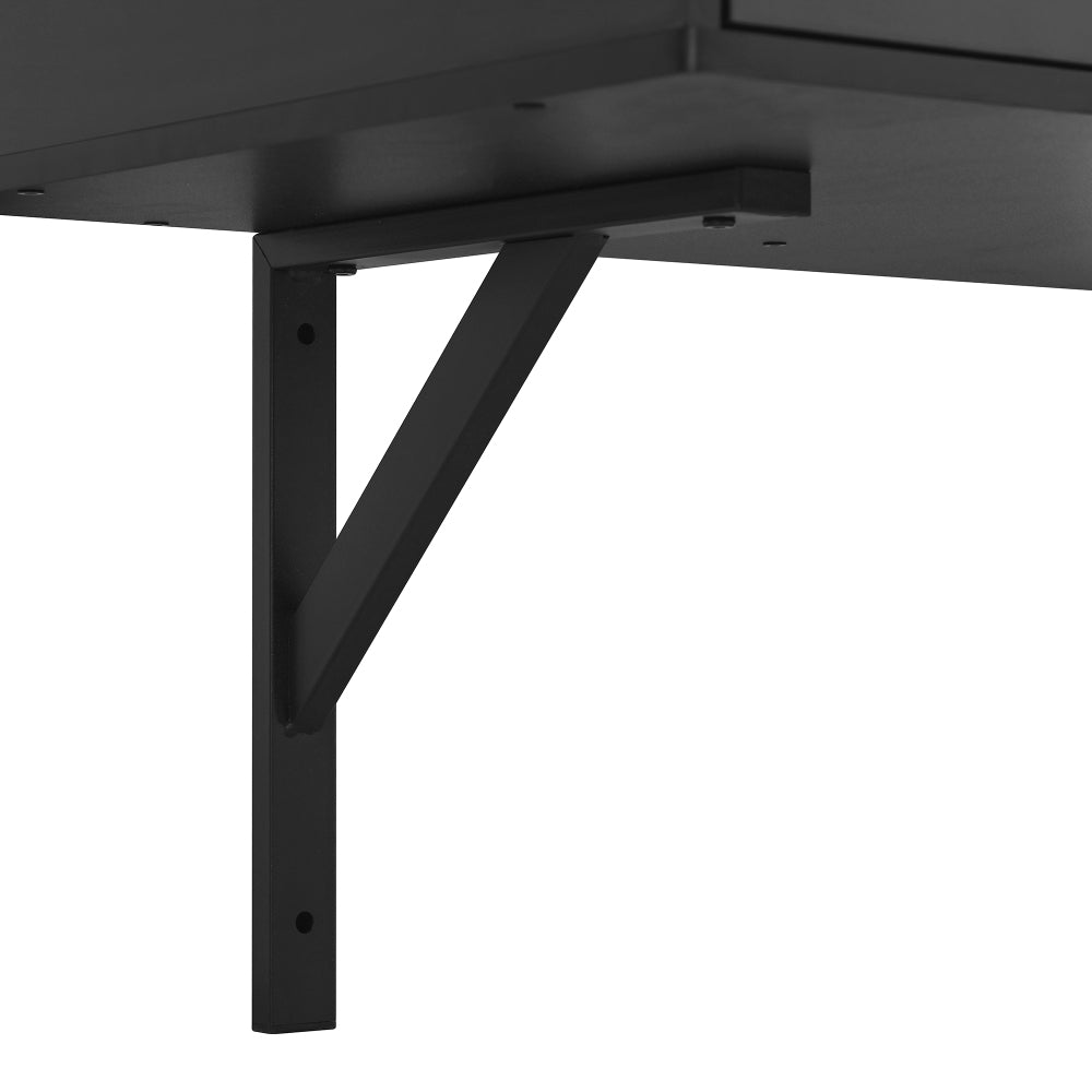 Hanging dressing table with mirror, with 3 drawers, flat card slot, cup holder; black, dimensions 100 x 105 x 45cm (W x H x D), Compact Dressing Station, Minimalist Decor, Contemporary Furniture, Metal Frame, Hanging Mirror,