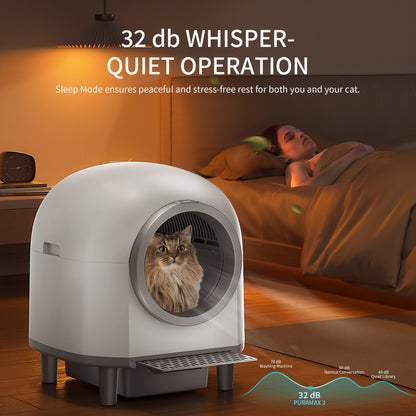 Automatische Kattenbak – Zelfreinigende Kattenbak – Elektrische Kattenbak – Kattenbak Met App – Kattenbak Voor Meerdere Katten – 10 Veiligheidssensoren – Geavanceerde Geurbestrijding – 100L Capaciteit – Zwart Oval Design