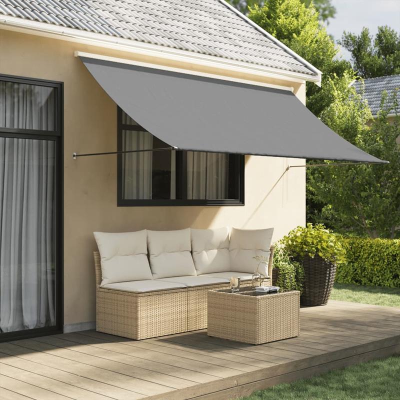 Uitschuifbare Zonwering – Terrasoverkapping – Markies – Balkonzonwering – Tuinzonwering – Waterdicht & Vuilbestendig – 300x150 cm Antraciet Polyester met Staal Frame