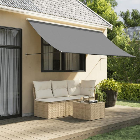 Uitschuifbare Zonwering – Terrasoverkapping – Markies – Balkonzonwering – Tuinzonwering – Waterdicht & Vuilbestendig – 300x150 cm Antraciet Polyester met Staal Frame