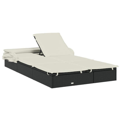 2-persoons Ligstoel – Tweezits Strandstoel – Buitenbank – Zonnescherm Stoel – Opvouwbare Relaxstoel – Inklapbaar Zonnedak – Weerbestendig Materiaal – 213x118x97 cm
