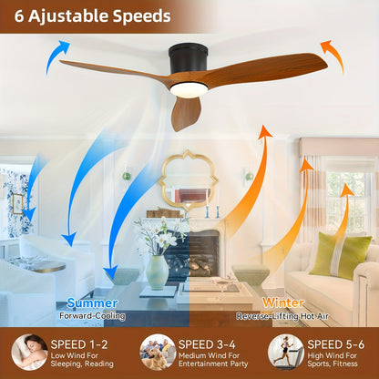 Plafondventilator – Ventilator met Verlichting – Plafondlamp Ventilator – Plafonniere – Smart Ventilator – 132 cm – 18W Dimbaar – 6 Snelheden Omkeerbare Motor – Afstandsbediening