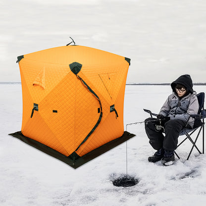 IJsvistent – Vis Shelter – Pop-up Tent – Wintertent – Kampeertent – 1-2 Personen – Geïsoleerd Met Dikker Katoen – Wind- en Sneeuwbestendig – Oranje