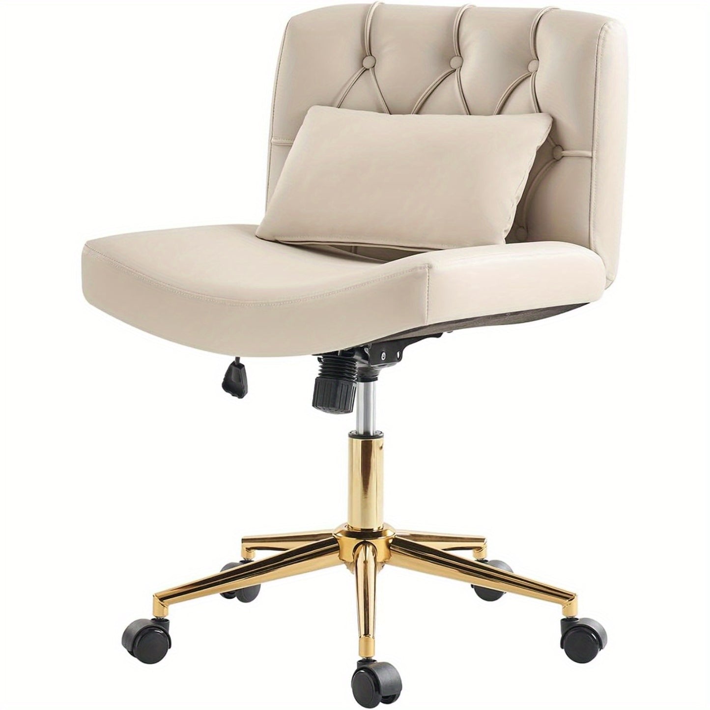Bureaustoel Zonder Armleuningen – Kantoormeubel – Werkstoel – Desk Chair – Swivel Chair – In hoogte verstelbaar – Zachte schuimkussens – Duurzame metalen basis – Zwart stoffen bekleding