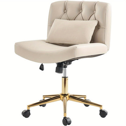 Bureaustoel Zonder Armleuningen – Kantoormeubel – Werkstoel – Desk Chair – Swivel Chair – In hoogte verstelbaar – Zachte schuimkussens – Duurzame metalen basis – Zwart stoffen bekleding