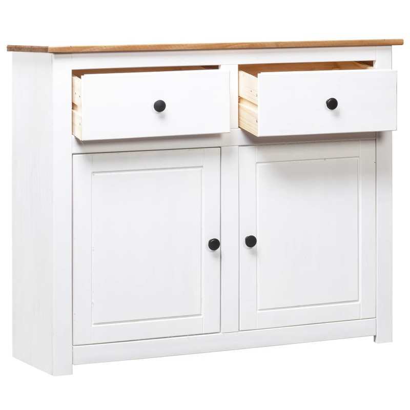 Sideboard – Dressoir – Opbergkast – Kast – Wit – Massief Dennenhout – Verwijderbare Opbergboxen – 93x40x80 cm – Praktisch & Stijlvol