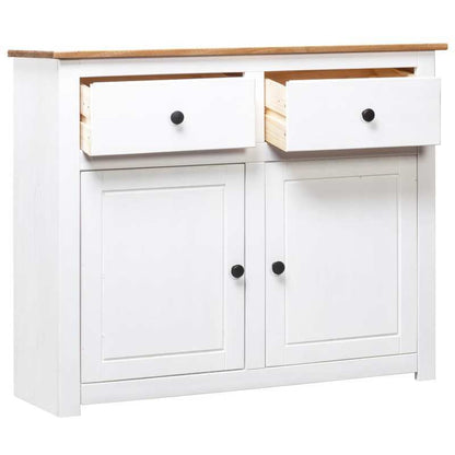Sideboard – Dressoir – Opbergkast – Kast – Wit – Massief Dennenhout – Verwijderbare Opbergboxen – 93x40x80 cm – Praktisch & Stijlvol