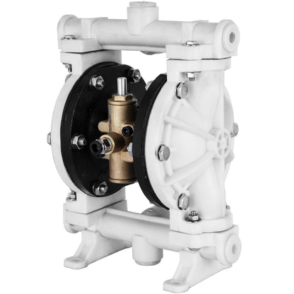 Dubbele Membraanpomp – Luchtbediende Pomp – Diaphragma Pomp – Overpomp Pomp – Pneumatische Pomp – Polypropyleen Behuizing – PTFE Membranen – 2,5 GPM & Max 80 PSI