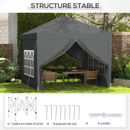 Partytent – Vouwtent – Paviljoen – Outdoor Tent – Evenemententent – 3 x 3 Meter – 4 Afneembare Wanden – Inclusief Grijze Transporttas