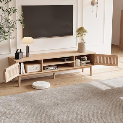 Zwarte TV-meubel – TV-standaard – Tv-kast – Entertainmentmeubel – Tv-benk – Geschikt voor televisies tot 70 inch – Stevig MDF met houten poten