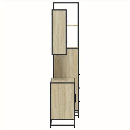 Badkamermeubelset – Badkamerkast – Wastafelkast – Ladekast – Spiegel – Variant Braun – Sonoma Eikenhout – Compact & Duurzaam