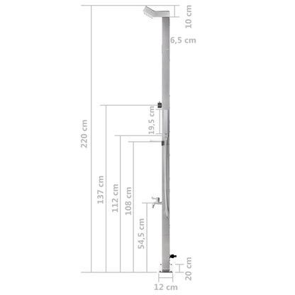 Buitendouche – Tuindouche – Zwembaddouche – Solar douche – Campingdouche – RVS 220 cm – Weerbestendig staal