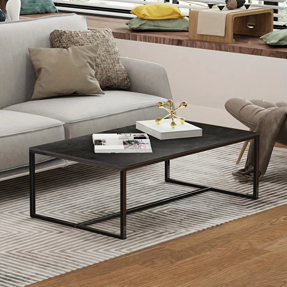 Salontafel – Koffietafel – Tafel – Woonkamertafel – Bijzettafel – Modern Italiaans Design – Sintered Stone Blad – Kras- en Hittebestendig – Zwart Metalen Frame – Eenvoudige Montage – Luxe Marmerlook – Onderhoudsvrij