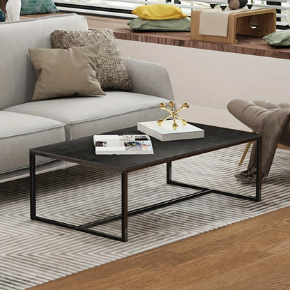 Salontafel – Koffietafel – Tafel – Woonkamertafel – Bijzettafel – Modern Italiaans Design – Sintered Stone Blad – Kras- en Hittebestendig – Zwart Metalen Frame – Eenvoudige Montage – Luxe Marmerlook – Onderhoudsvrij