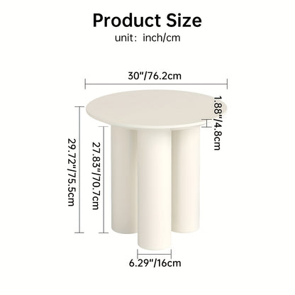Eettafel – Tafeltje – Keukentafel – Werktafel – Ronde tafel – Modern design – Massief hardhout – Ruimtebesparend driepootonderstel – Wit