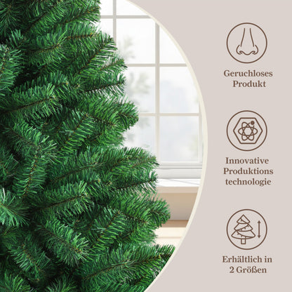 Kunstkerstboom – Nepkerstboom – Kerstboom Kunst – Sierboom – Groene Kerstboom – 210 cm Hoog – 1050 Dichte PVC Takken – Metalen Voet – Eenvoudige Montage