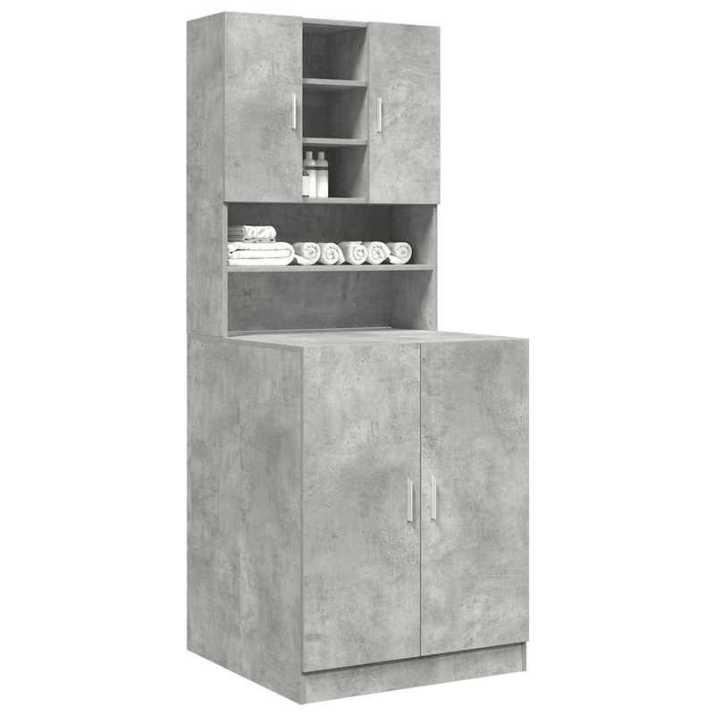 1pc Washing Machine Cabinet, Toilet Cabinet Above Washing Machine Toilet, Washing Machine Cabinet, Toilet Cabinet, Metal Wood Material. Washing Machine Cabinets 2pcs Processed Wood Concrete Grey.