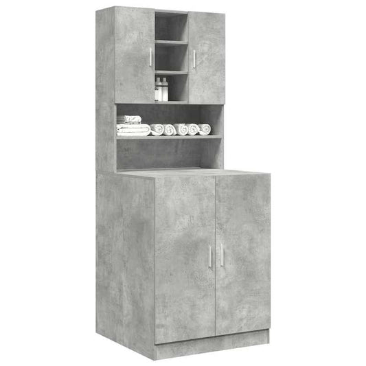 1pc Washing Machine Cabinet, Toilet Cabinet Above Washing Machine Toilet, Washing Machine Cabinet, Toilet Cabinet, Metal Wood Material. Washing Machine Cabinets 2pcs Processed Wood Concrete Grey.