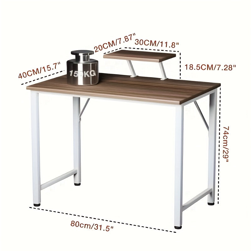 1pc Extra-Small Space-Saving Modern Nordic Home Office Desk with Monitor Mount - Compact 40cm Wide, 80cm Deep & 75cm Tall, Slim Desktop Fits 27-inch Monitor & Laptop, Sturdy A-Frame Legs, White/Black/Tan Color Options, Minima