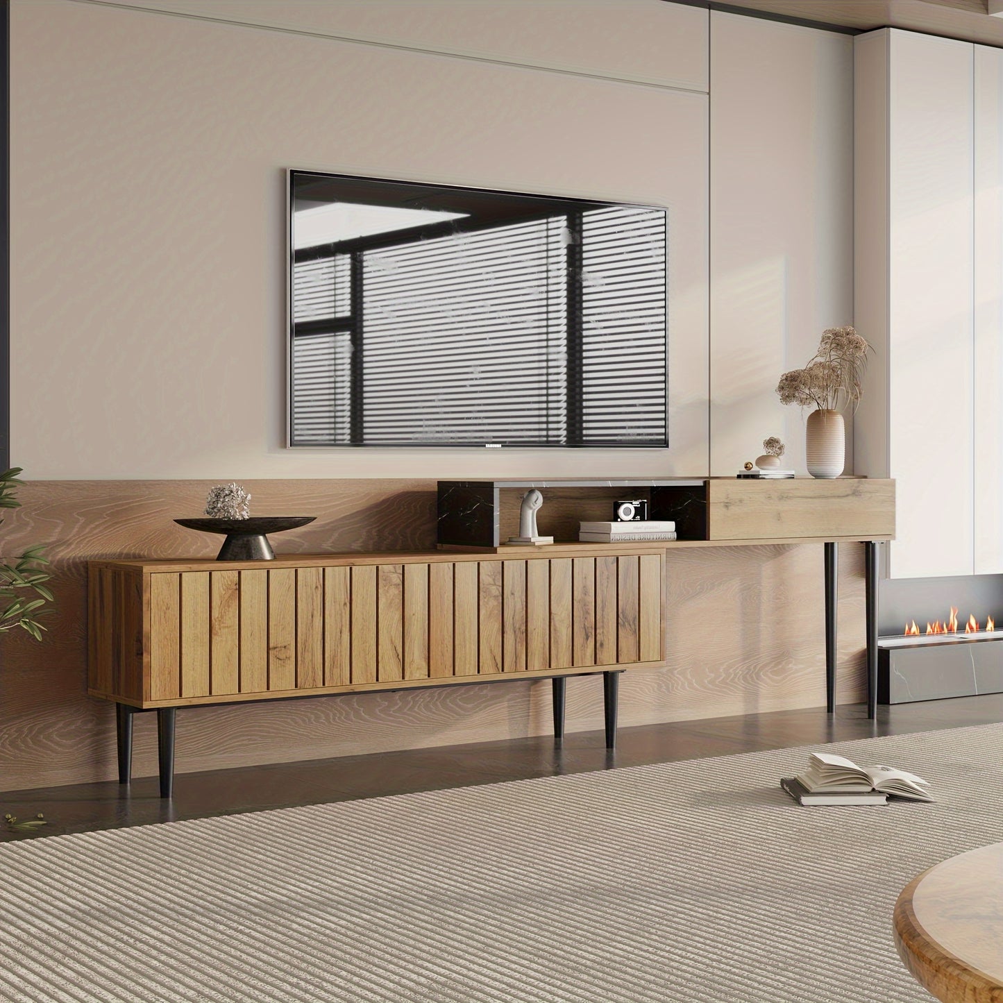 Tv Meubel – TV Kast – TV Dressoir – TV Meubelen – TV Kasten – Hardhouten Nerfstructuur – Compact Met Ruime Opslag