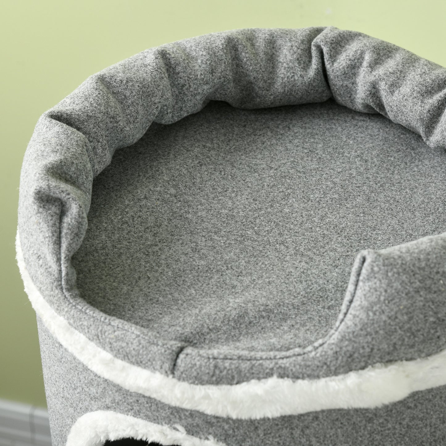 Kattenboom – Krabpaal – Krabmeubel – Kattenhuis – Kattenklimrek – Grijs-Wit – Compact 57x57x99 cm – Duurzaam PVC Met Zachte Bekleding