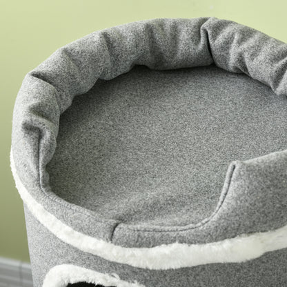 Kattenboom – Krabpaal – Krabmeubel – Kattenhuis – Kattenklimrek – Grijs-Wit – Compact 57x57x99 cm – Duurzaam PVC Met Zachte Bekleding