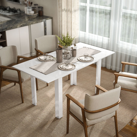 Uitklaptafel – Klaptafel – Vouwtafel – Uitschuiftafel – Eettafel – Hoogglans Wit – Uitschuifbaar 120-160 cm – Ruimtebesparend Design