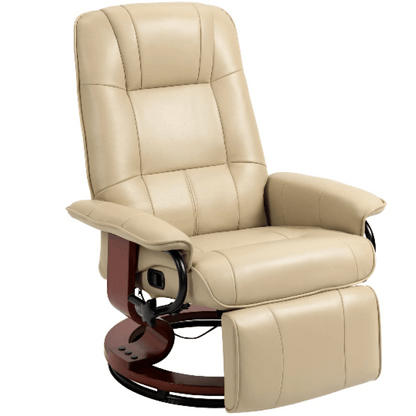 HOMCOM Relax chair TV chair with reclining function Fubrest 360 rotating bar TV chair with wooden legs for living room Artificial leather Cr..., Living Room Seating, Tv Watching Chair, Reclining Footrest Chair, Swivel Recline