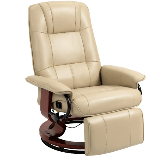 HOMCOM Relax chair TV chair with reclining function Fubrest 360 rotating bar TV chair with wooden legs for living room Artificial leather Cr..., Living Room Seating, Tv Watching Chair, Reclining Footrest Chair, Swivel Recline