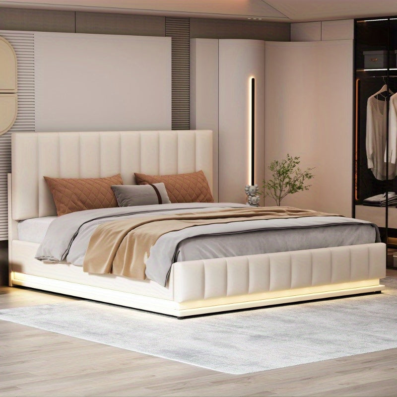Tweepersoons Bedframe – Slaapbank – Bedframe Met Hoofdbord – Boxspringvloer – Bedframe 160x200cm – Verstelbaar Hoofdbord – Stevig Metalen Lattenbodem