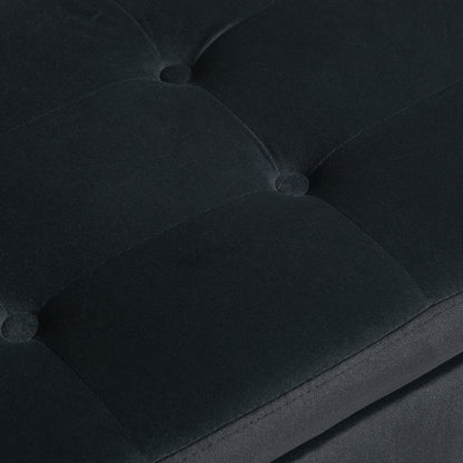 Deluxe Bench Upholstered Bench with Storage Space Armrests Bench Cabinet Bench Velvet Polyester Rubberwood Dark Grey 107 X 42 X 65cm