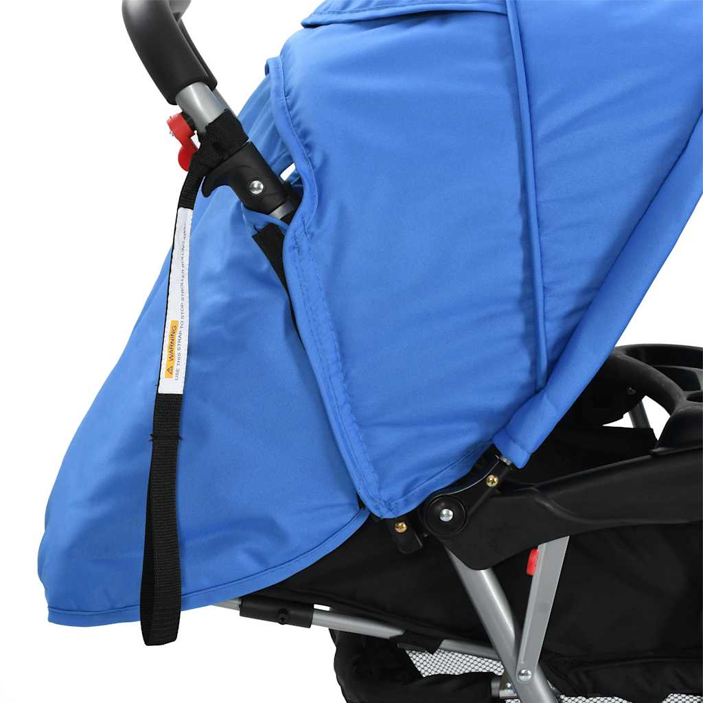 Buggy – Kinderwagen – Wandelwagen – Plooibuggy – Reisbuggy – Dubbele Zitting – Stalen Frame – Inclusief Zonnekappen – Tot 15 kg – Compact Inklapbaar – Blauw
