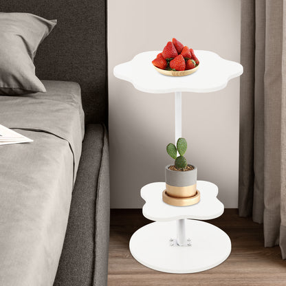 Salontafel – Koffietafel – Bijzettafel – Woonkamertafel – Sofa Tafel – Tweelaags – Creme Wit – Hout & Metaal – Compact 40cm Blad – 61,5cm Hoogte