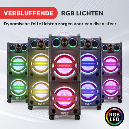 Bluetooth Speaker – Draagbare Speaker – Party Speaker – Bluetooth Speaker Met Wielen – Karaoke Speaker – 2000W Krachtig Geluid – Microfooninput & Disco Verlichting