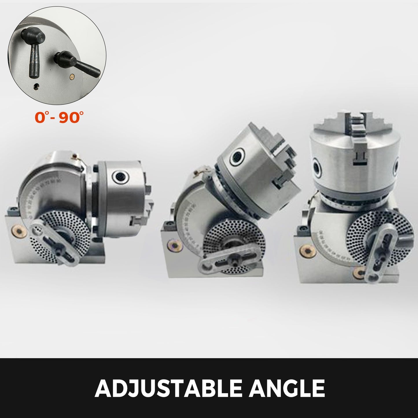 Deelkop Draaibank – Verdeelkop CNC – Indexeerkop Freesmachine – 3-Klauws Klauwplaat – 4 Inch Chuck – Verstelbare Hoek – HT200 Gietijzer Stabiel