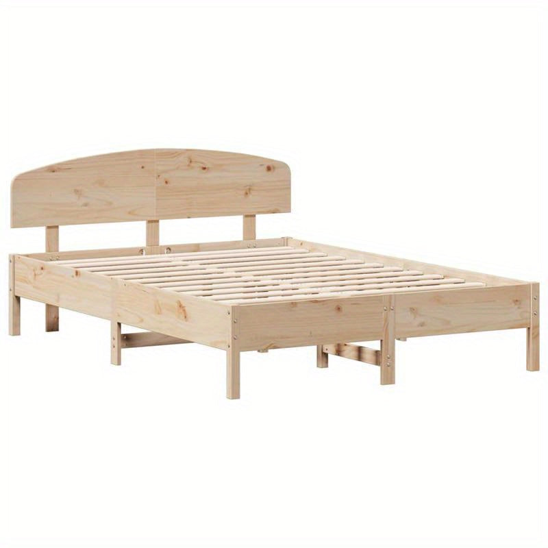 Contemporary Pine Wood Bed Frame 140x200cm - Solid Wood, Removable Headboard & Footboard, Easy Assembly, No Mattress Included, Minimalist Bedroom Furniture, Bedroom Furniture, Sleek Furniture, Natural Wood Finish