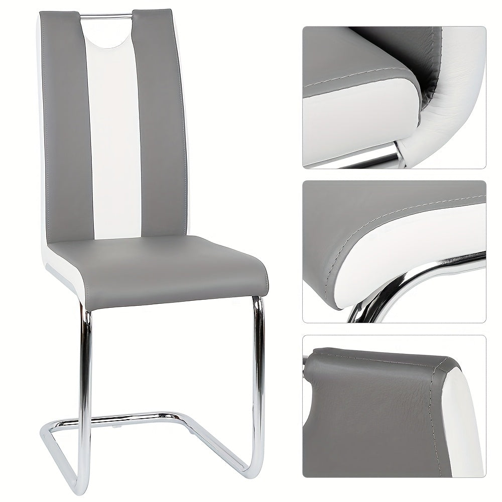 Eetkamerstoel – Stoel – Kuipstoel – Keukenstoel – Armstoel – Ergonomisch – Kunstleer – Set van 2 – Hoge Rugleuning – Zithoogte 49 cm – Off-white en Grijs
