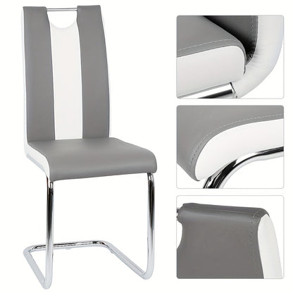 Eetkamerstoel – Stoel – Kuipstoel – Keukenstoel – Armstoel – Ergonomisch – Kunstleer – Set van 2 – Hoge Rugleuning – Zithoogte 49 cm – Off-white en Grijs