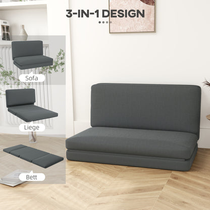 Slaapbank – Sofa – Bedbank – Slaapstoel – Logeerbed – 3-in-1 Opvouwbaar – Donkergrijs – Zacht Comfort – Max. 240 kg Draagvermogen