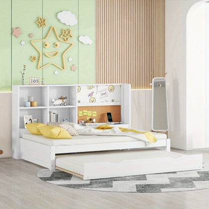 Slaapbank – Bedbank – Logeerbed – Sofa Bed – Bedbank Met Opbergruimte – Wit – Uitklapbaar – Met Duurzaam Metalen Frame – Geen Montage Nodig