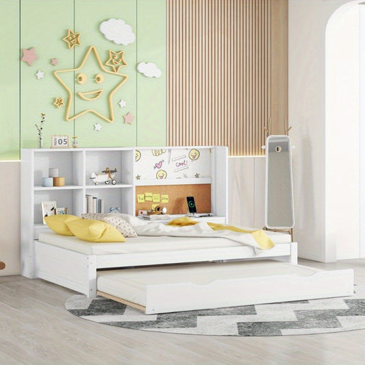 Slaapbank – Bedbank – Logeerbed – Sofa Bed – Bedbank Met Opbergruimte – Wit – Uitklapbaar – Met Duurzaam Metalen Frame – Geen Montage Nodig