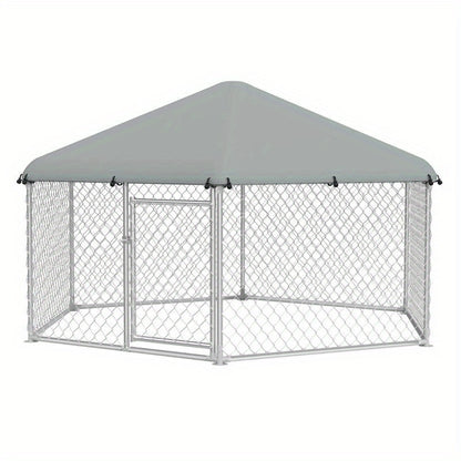 Hondenkennel – Hondenren – Hondenkooi – Buitenkennel – Hondenhok – Ruim 280x250x165 cm – Gegalvaniseerd Staal – Weerbestendig Met Dak en Slot