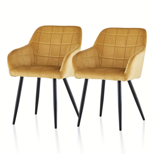 Velvet Eetkamerstoelen – Stoelen – Armstoelen – Tub Stoelen – Eettafelstoelen – Champagne – Comfortabele Gewatteerde Zitting – Stevig Metalen Frame