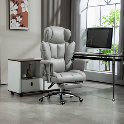 Bureaustoel – Office Chair – Ergonomische Stoel – Draaistoel – Kantoorstoel – Verstelbare Rugleuning Tot 135° – In Hoogte Verstelbaar Met Voetensteun – Lichtgrijs – Max. 120 kg