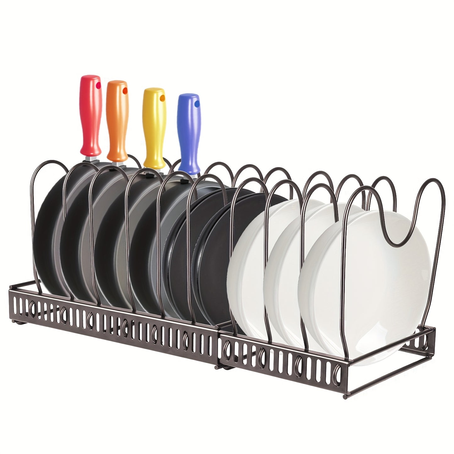 Certified Adjustable Pot Lid Holder (30-59cm) - Heavy Duty Steel Pan/Dish Rack, Pot Rack For Kitchen, Racks For Storage Pot, Pot Cover Holder, Pot Organizers For Kitchen, Spacesaving Solution, Kitchen Organization, Compact De