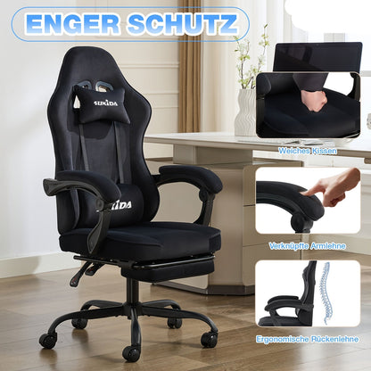 Velvet Gaming Chair – Computer Game Chair – Video Game Chair – Rotatable Office Chair – Ergonomische Gaming Chair – Met Voetensteun – Verkrijgbaar In Grijs