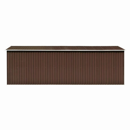Large 257x580x181cm Heavy-Duty Steel Frame Outdoor Storage Shed with Removable Brown Roof & Walls - Spacious Portable Garden Shed for Backyard, Patio, Temporary Warehouse Storage - Durable Steel Construction, Easy Assembly, I
